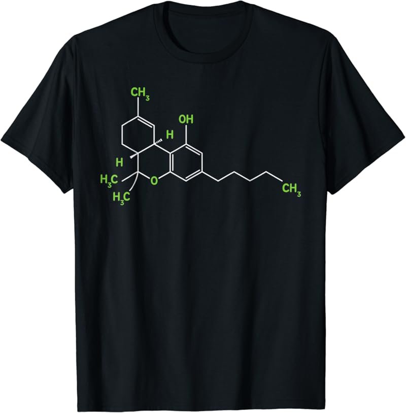 Cannabis Shirt Weed Pot Molecule THC Marijuana Stoner T-Shirt
