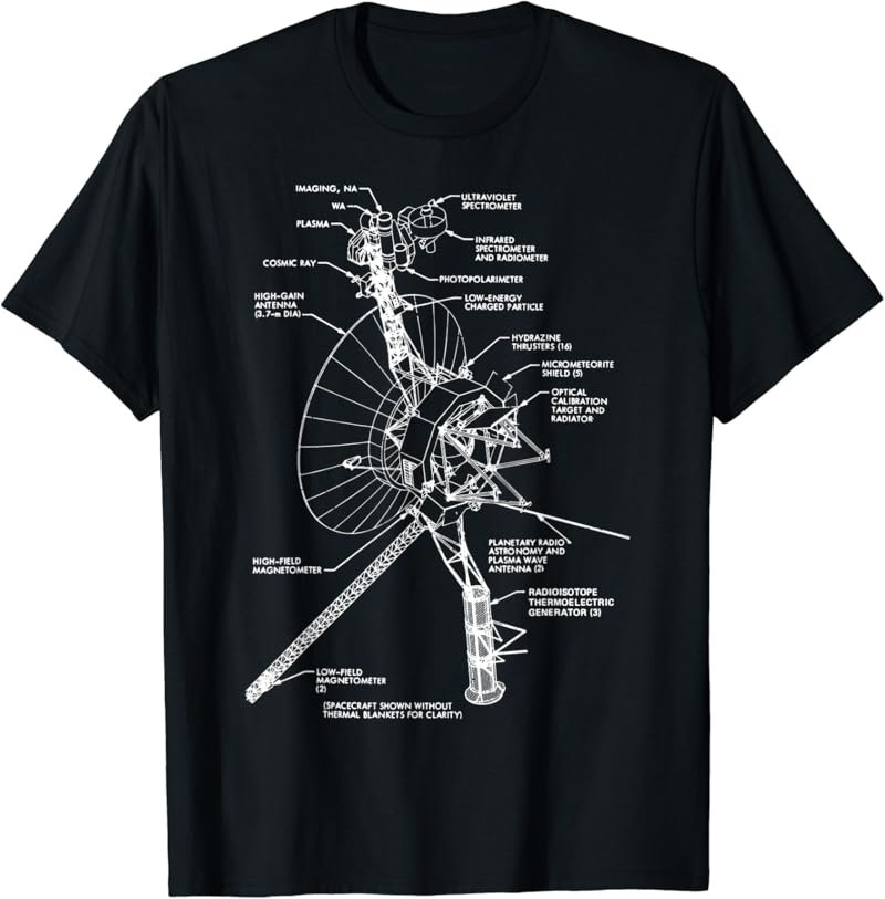 Space Satellite Antenna Diagram Chart Blueprint Retro Gift T-Shirt