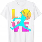 Cute I Love Softball Shirt Pitcher Kids Teen Girl Women Gift T-Shirt