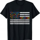 Autism Awareness USA Flag Father Autistic Kids Awareness Dad T-Shirt