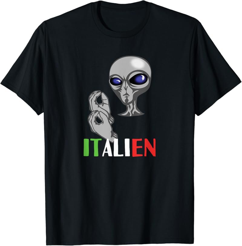 Italian alien with Italian hands meme Pun Italien T-Shirt