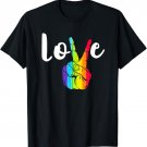 Love Peace Sign Rainbow LGBT Lesbian Gay Pride T-Shirt