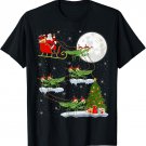 Funny Xmas Lighting Tree Santa Riding Mantis Christmas T-Shirt