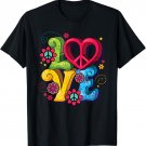 Love Peace Symbol Flower Power Hippie Floral Peace Sign T-Shirt