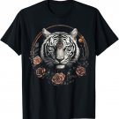 Tiger in White - Artwork Flowers - Animal Art Tiger T-Shirt