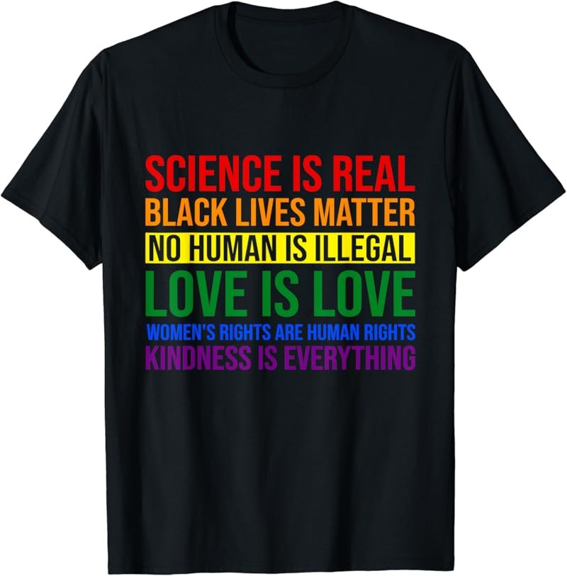 Rainbow Flag Human Rights Womens & Gay Rights LGBTQ+ Pride T-Shirt