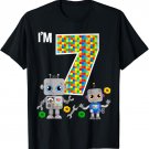 Robots 7th Birthday Robot Party Robotics 7 Year Old Birthday T-Shirt