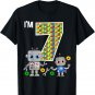 Robots 7th Birthday Robot Party Robotics 7 Year Old Birthday T-Shirt