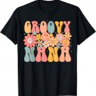 Groovy Nana Retro Grandma Colorful Peace Sign Smile Face T-Shirt