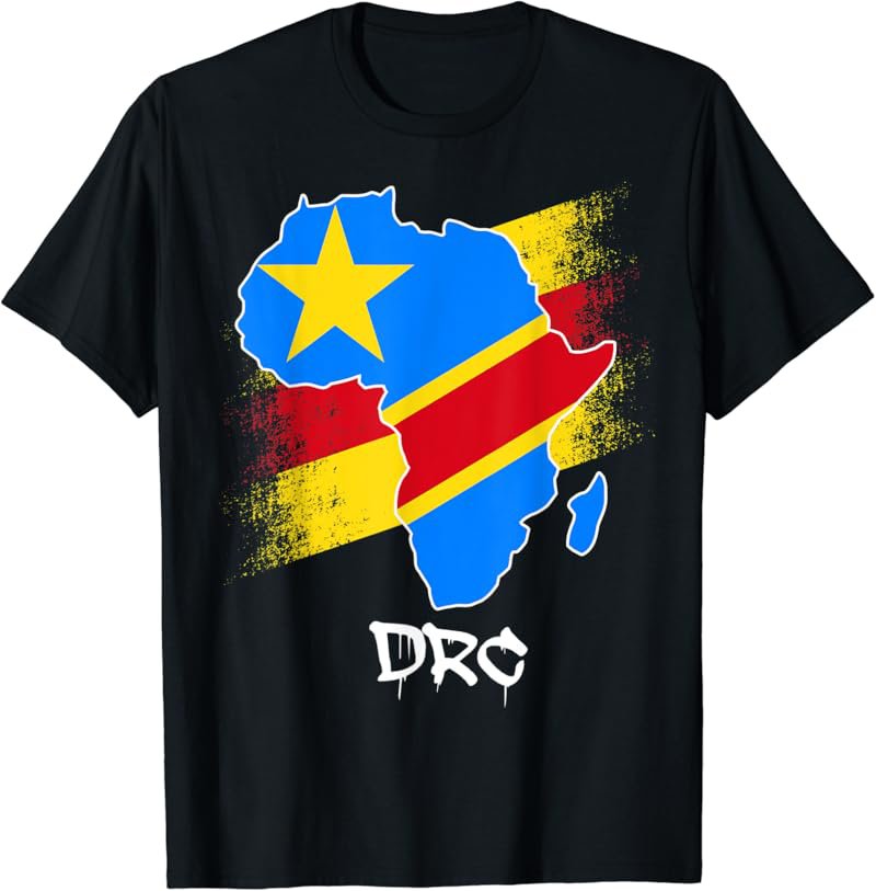 DR Congo flag in Africa Map Love RDC DRC Republic Of Congo T-Shirt