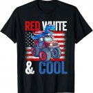 Dinosaur Monster Truck Dino 4th Of July Boys American Flag T-Shirt