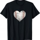 I Love Baseball Softball Cute Heart Distressed T Shirt