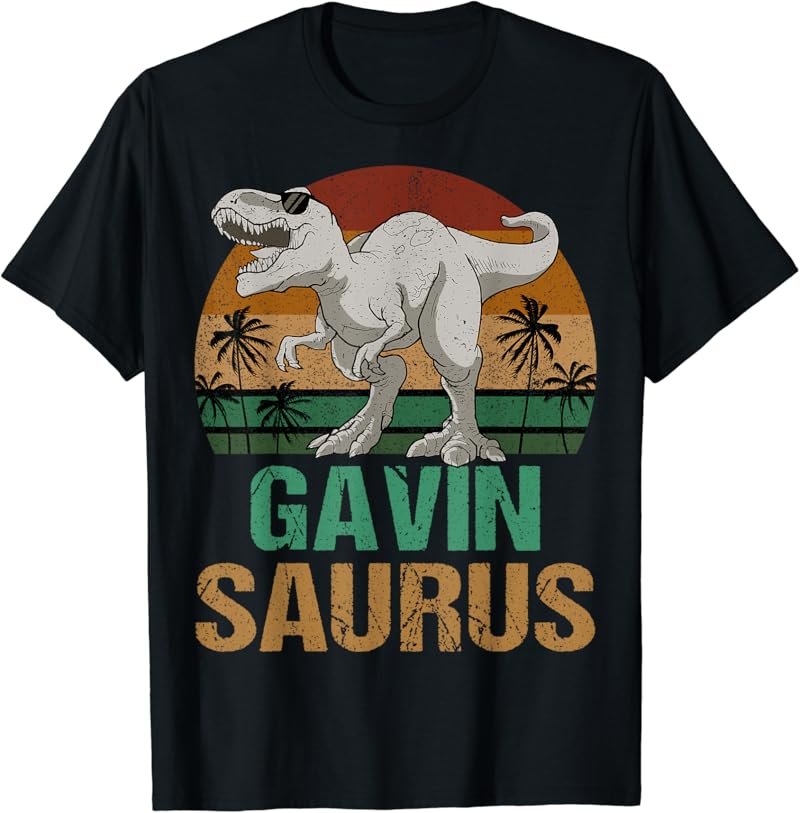 Gavin Saurus Dinosaur T Rex First Name Personalized T-Shirt