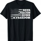 Beer Bacon Guns And Freedom American Flag T-Shirt