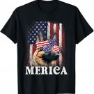 Merica - Patriotic USA Flag Dog Lover German Shepherd Owner T-Shirt