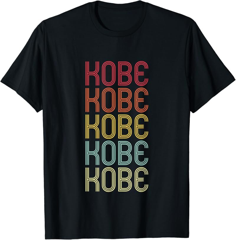 Kobe Retro Wordmark Pattern Vintage Personalized 70s T-Shirt