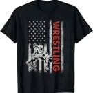 Wrestling Lovers Vintage American Flag 4th Of July Gift T-Shirt