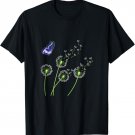 Beautiful Blowing Dandelions with Bright Butterfly Flying T-Shirt