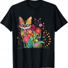 Stunning Cat in Wildflowers Cottagecore Aesthetic Cat Lover T-Shirt