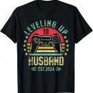 Leveling Up To Husband 2024 Leveled Bachelor Party New Gamer T-Shirt
