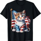 Memorial Day Cat Funny Kitten 4th of July patriotic usa flag T-Shirt