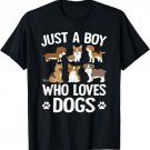 Just A Boy Who Loves Dogs Boys Toddler Puppy Dog Lover T-Shirt