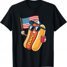 4th of July Hotdog Funny Fourth of July Patriotic USA Flag T-Shirt