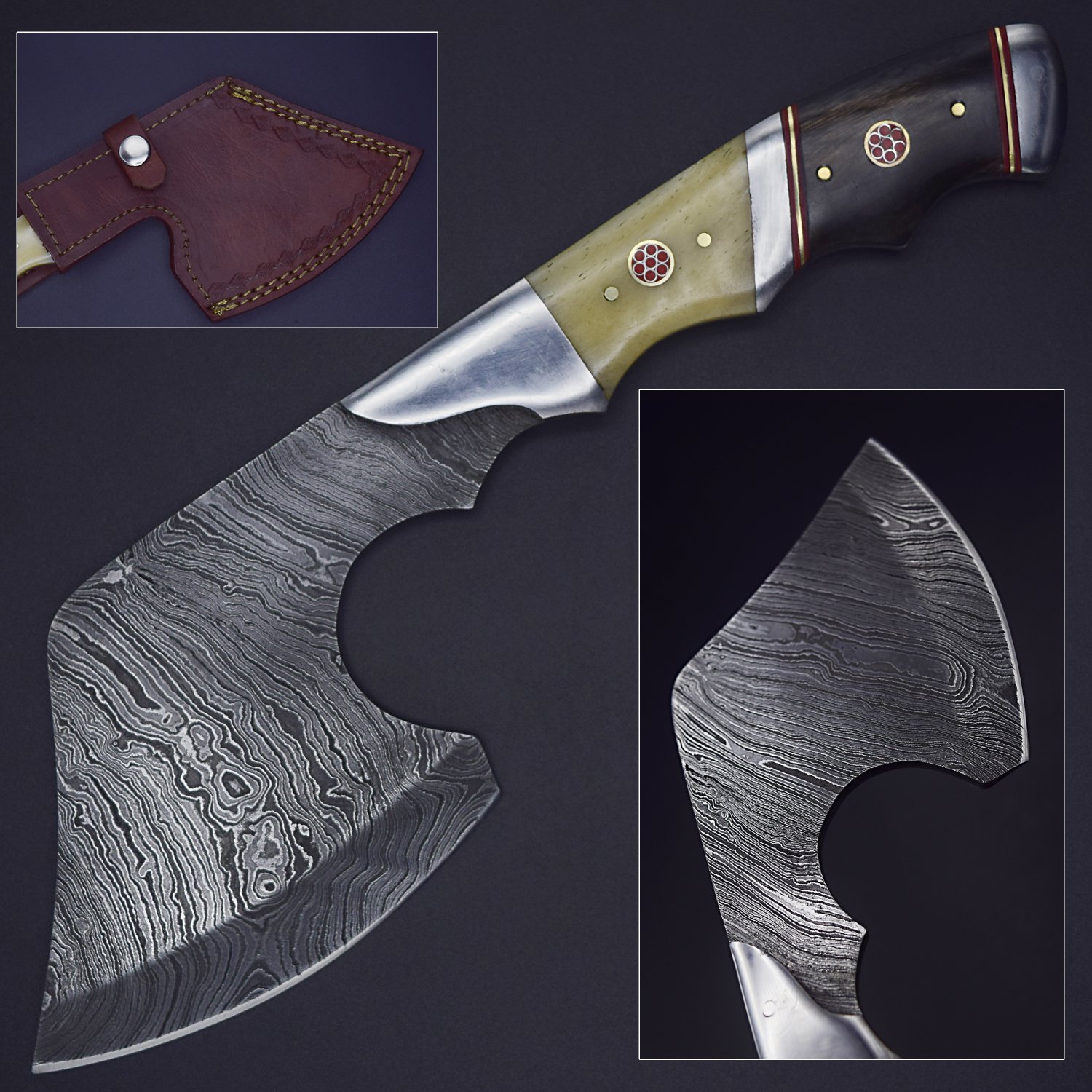 Damscus Axe Camel Bone & Buffalo Horn Twist pattern
