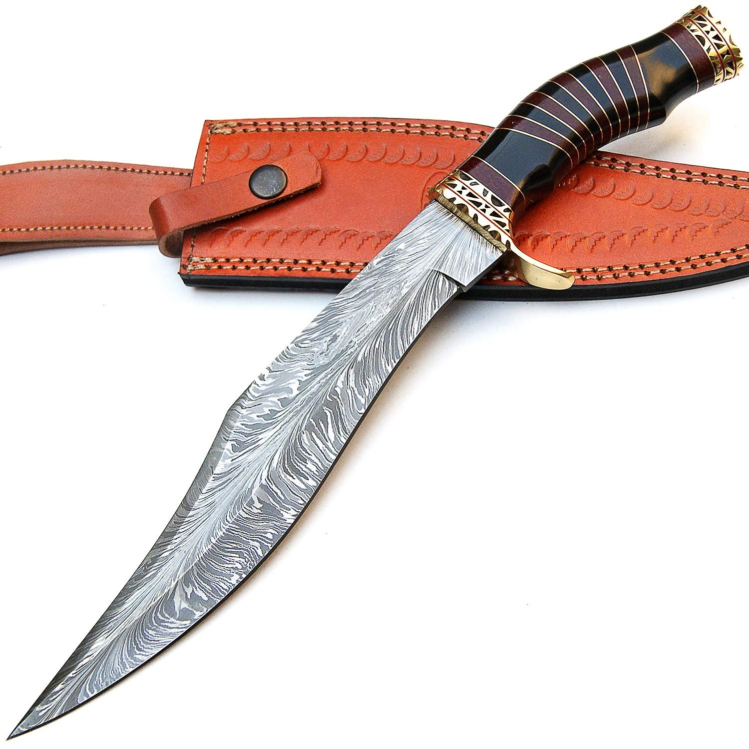 Custom Handmade Damascus Steel Hunting Bowie Knife Top Quality