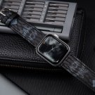 Handmade Luxury M.C.M Black Leather Watch Band for Apple Watch Series 7/6/SE/5/4/3/2/1