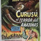 CURUCU, BEAST OF THE AMAZON 1956 CURT SIODMAK - NICE LITHO Argentinean 29x43