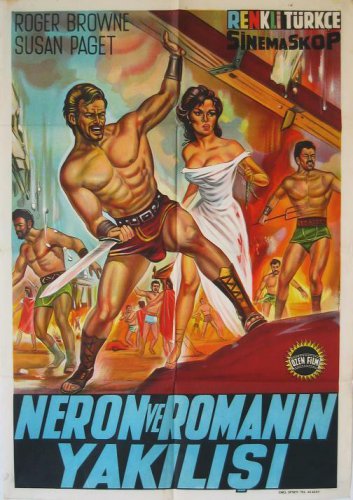 THE TEN GLADIATORS 1964 ROGER BROWNE Turkish 27x39 VERY GREAT ARTWORK IN LITHO