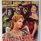 NIGHT OF LOVE  (1954) BRIGITTE BARDOT - Belgian 14x22 - NICE ARTWORK
