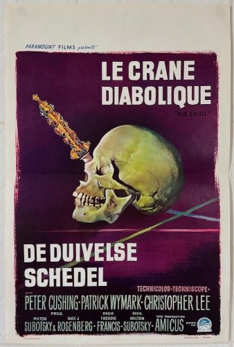 THE SKULL (1965) PETER CUSHING / CHRISTOPHER LEE - Belgian 14x22 - NICE ARTWORK