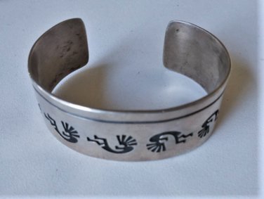 Southwest Sterling Silver Hopi Kokopelli Cuff Bracelet