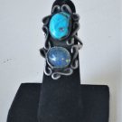 Vtg Sterling Silver Old Pawn Turquoise & Australian Black Opal Navajo Ring Sz 6