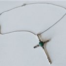 Vintage Southwest Sterling Silver Navajo Turquoise Big Cross Necklace