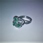 Vintage Art Deco Solid PALLADIUM Emerald & Diamond Ring Size 7