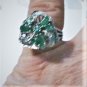 Vintage Art Deco Solid PALLADIUM Emerald & Diamond Ring Size 7