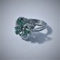 Vintage Art Deco Solid PALLADIUM Emerald & Diamond Ring Size 7