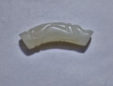 Antique Chinese White Hetian Jade Curved Dragon Bead 1