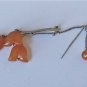 Vintage Silver Baltic Amber Dangle Drops Chatelaine Stick Pin Brooch Russia
