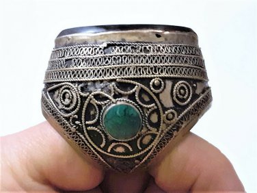 Antique Sassanian Persian Carnelian  & Turquoise Silver Ring