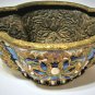 Antique Chinese Lobed Champleve Enamel Gilt Bronze Bowl