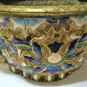 Antique Chinese Lobed Champleve Enamel Gilt Bronze Bowl