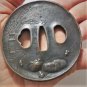 Antique Lg Edo Samurai Katana Sword Tsuba Cast Bronze Mice Food Bundles Signed