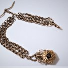 Victorian 14K Repousse Late Baroque Rococo Floral Scroll Urn Watch Fob Chain