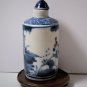 Antique Chinese Blue/White Porcelain Pillar Snuff Bottle w Iron Red & Green