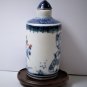 Antique Chinese Blue/White Porcelain Pillar Snuff Bottle w Iron Red & Green