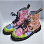 Dr Martens PASCAL DAZE Neon Floral Cats Rabbits Leather Boots 8 US EU39 UK6 EUC